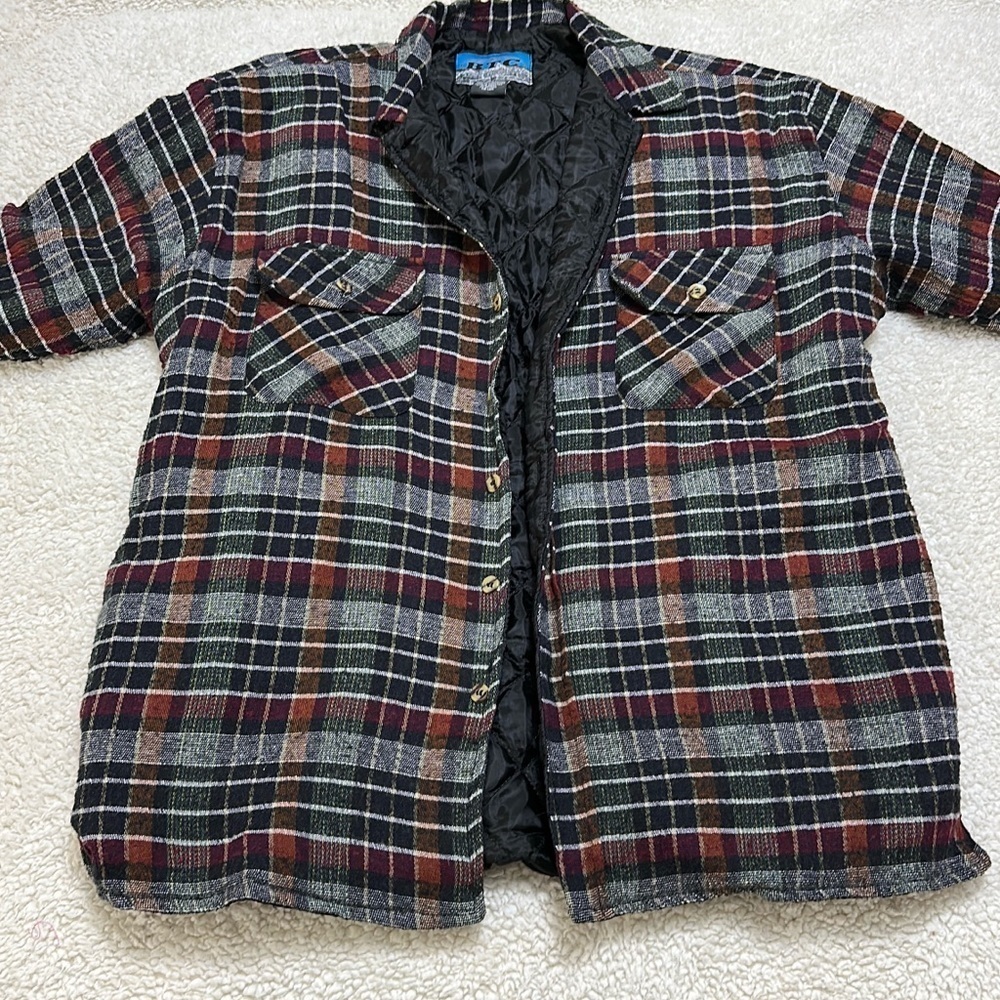 BTC Bay Trading Company Quilted Plaid Flannel Jacket Men’s Size XL